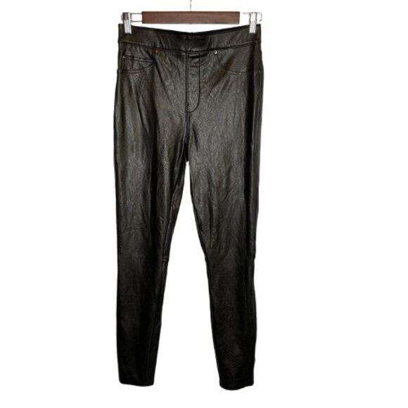 Spanx Womens Faux Leather Pull On Ankle Skinny Pants Size Small Black Shaping - Picture 1 of 15
